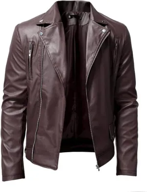 Men Faux Leather Bomber Jacket Fashion Fall Winter Zip Up Long Sleeve Jackets for Motorcycle Outdoor Streetwear