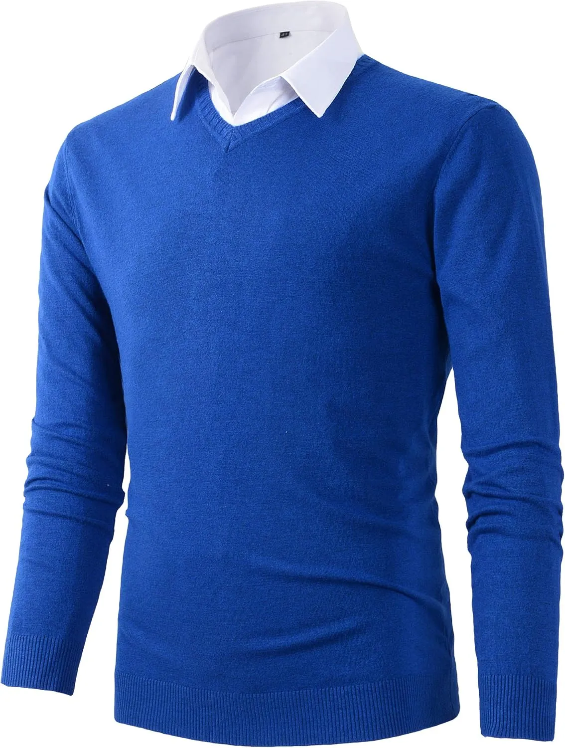Mens Casual Basic Designed V-Neck Pullover Sweater