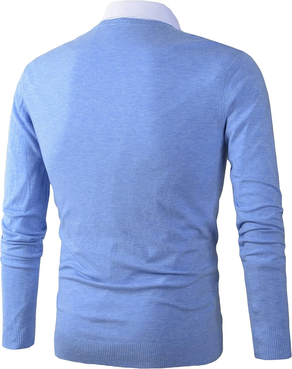 Mens Casual Basic Designed V-Neck Pullover Sweater