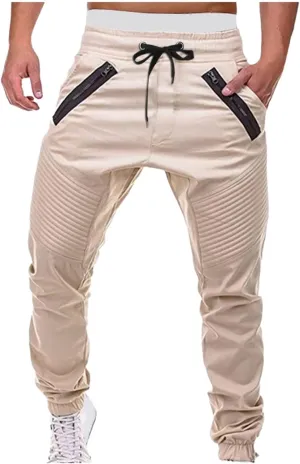 Mens Casual Joggers Pants Cotton Drawstring Chino Cargo Pants for Hiking & Outdoor Activities