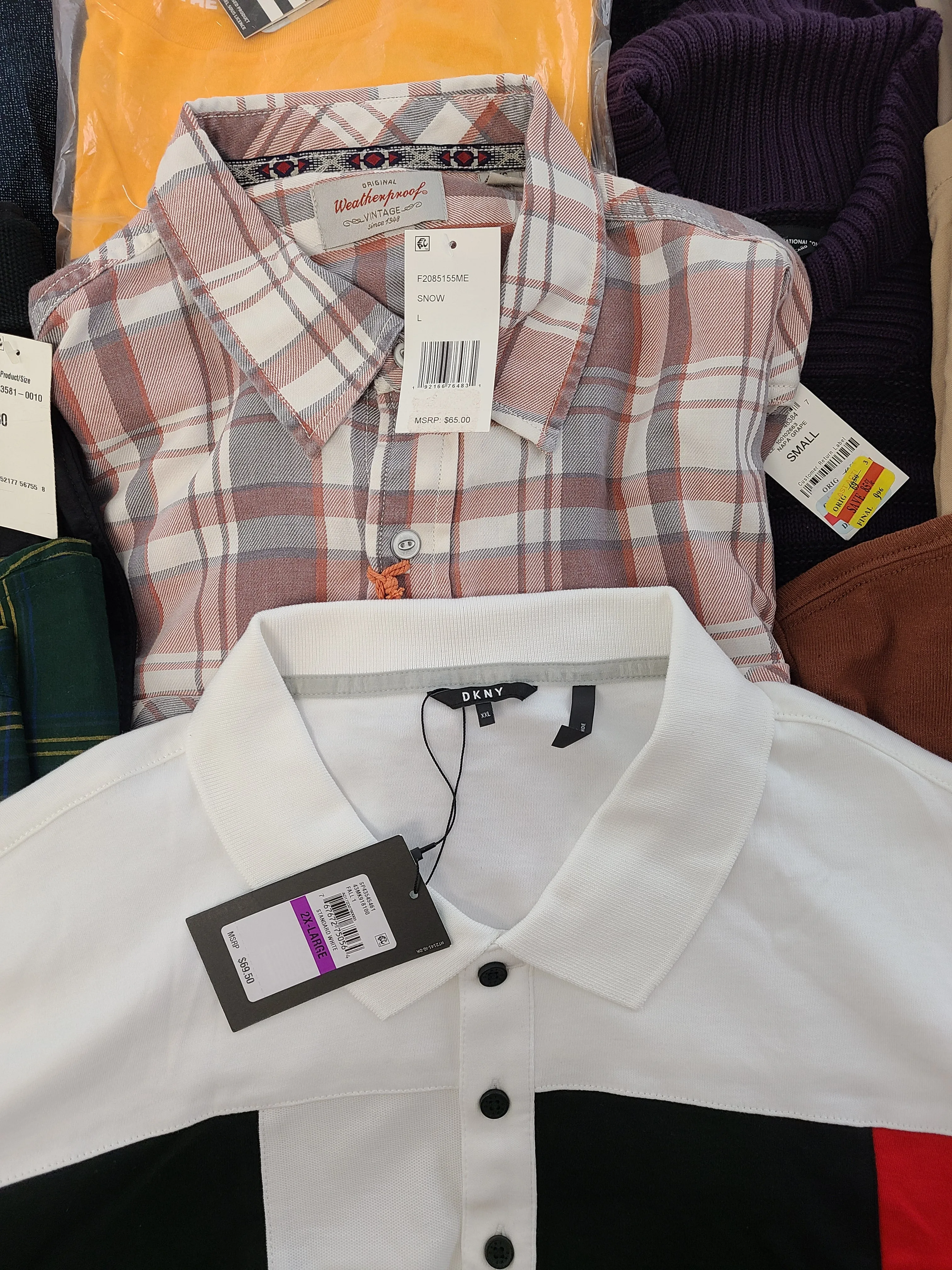 Men's Clothing Wholesale LotLevi's, Adidas, DKNY, Weatherproof Vintage, Dockers, American Apparel, Alfani, INC and more, 25 Units, Shelf Pulls, MSRP $1,632.49
