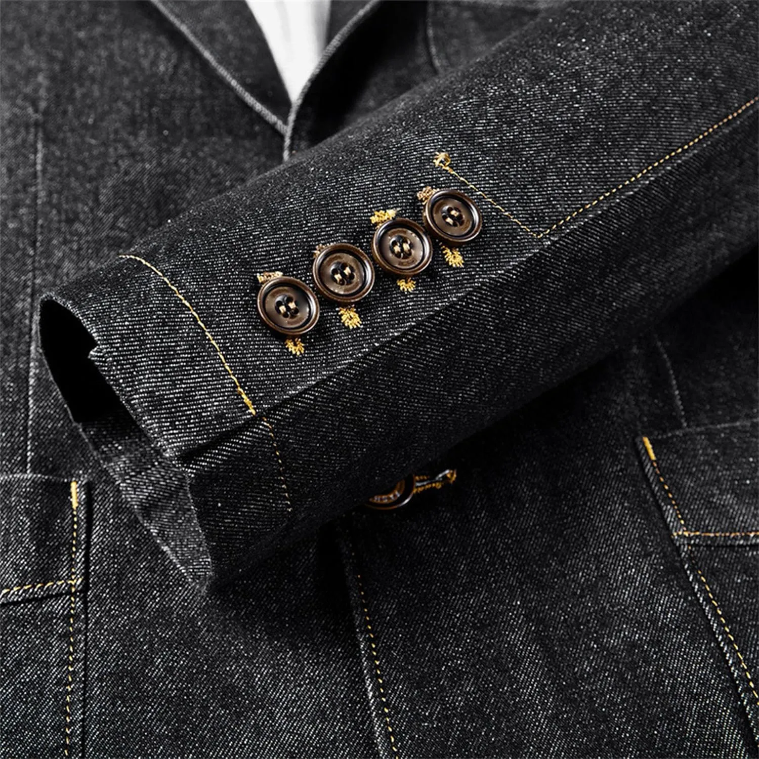 Men's Denim Blazer Two Button Jacket Slim Lapel Washed Suit Jackets Business Blazer Casual Sport Coat