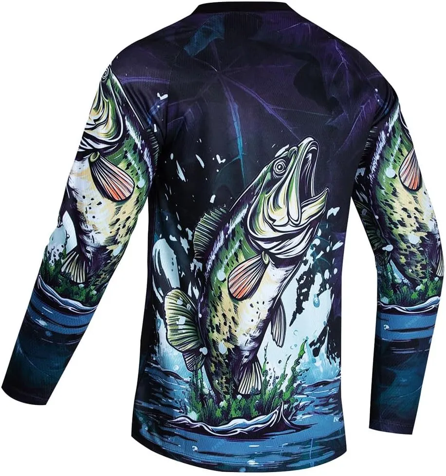 Mens Fishing Shirt Long Sleeve, Fishing Jerseys Fish Tshirts - Breathable, Cooling, Light-Weight