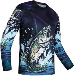 Mens Fishing Shirt Long Sleeve, Fishing Jerseys Fish Tshirts - Breathable, Cooling, Light-Weight
