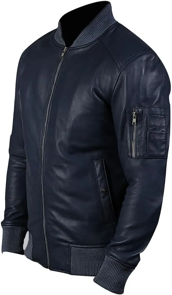 Mens Genuine Lambskin Leather Biker Jacket Vintage Cafe Racer Real Motorcycle Jackets
