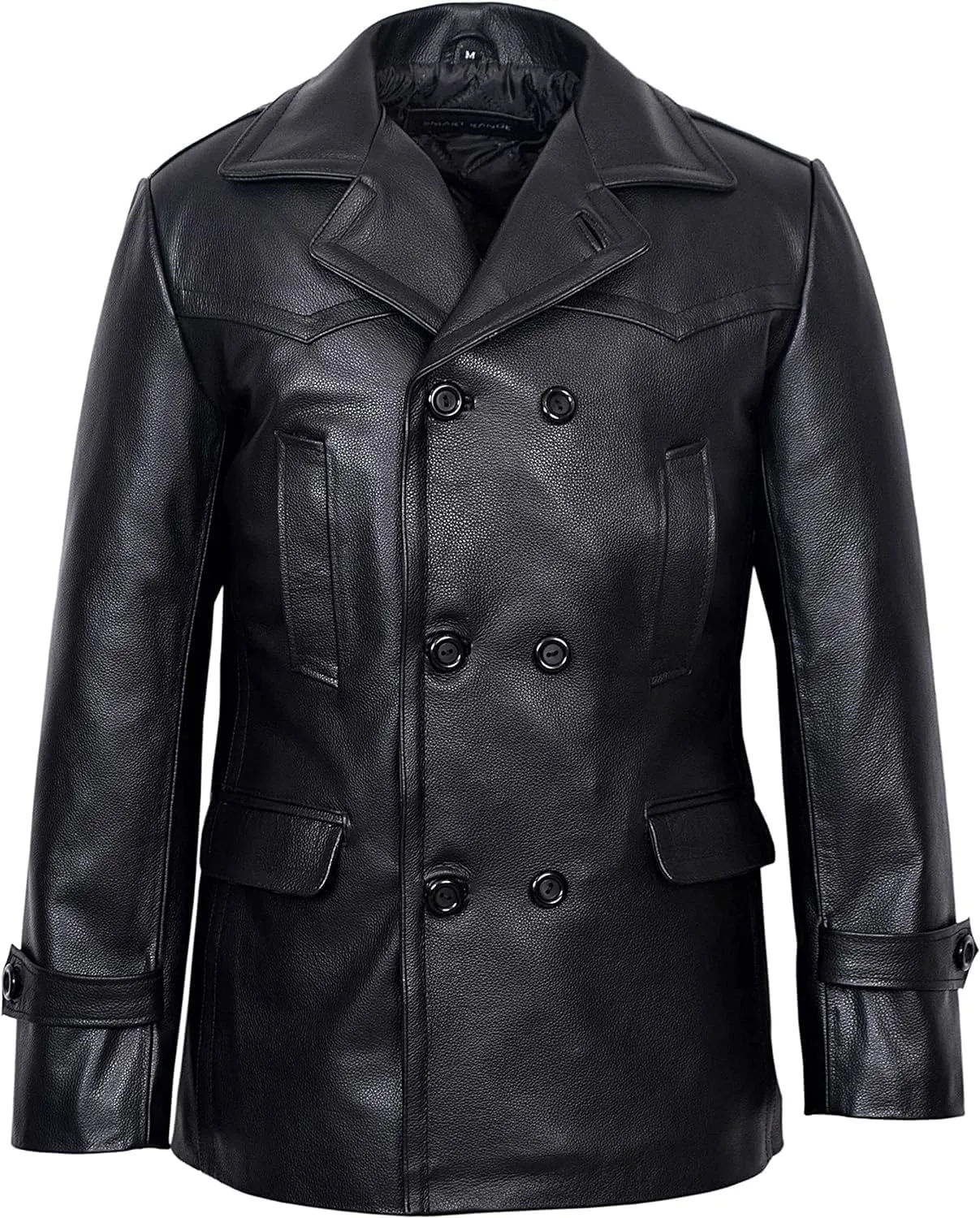 Men's Kriegsmarine German Ww2 Dr Who Reefer Hide Leather Jacket Coat Mens Leather Car Coat