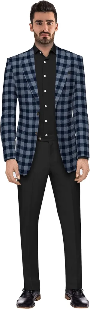 Men's Plaid Blazer 2 Button Lightweight Regular Fit Checked Plaid Suit Sport Coat Jacket Casual Daily Dress Jacket Sport Coat