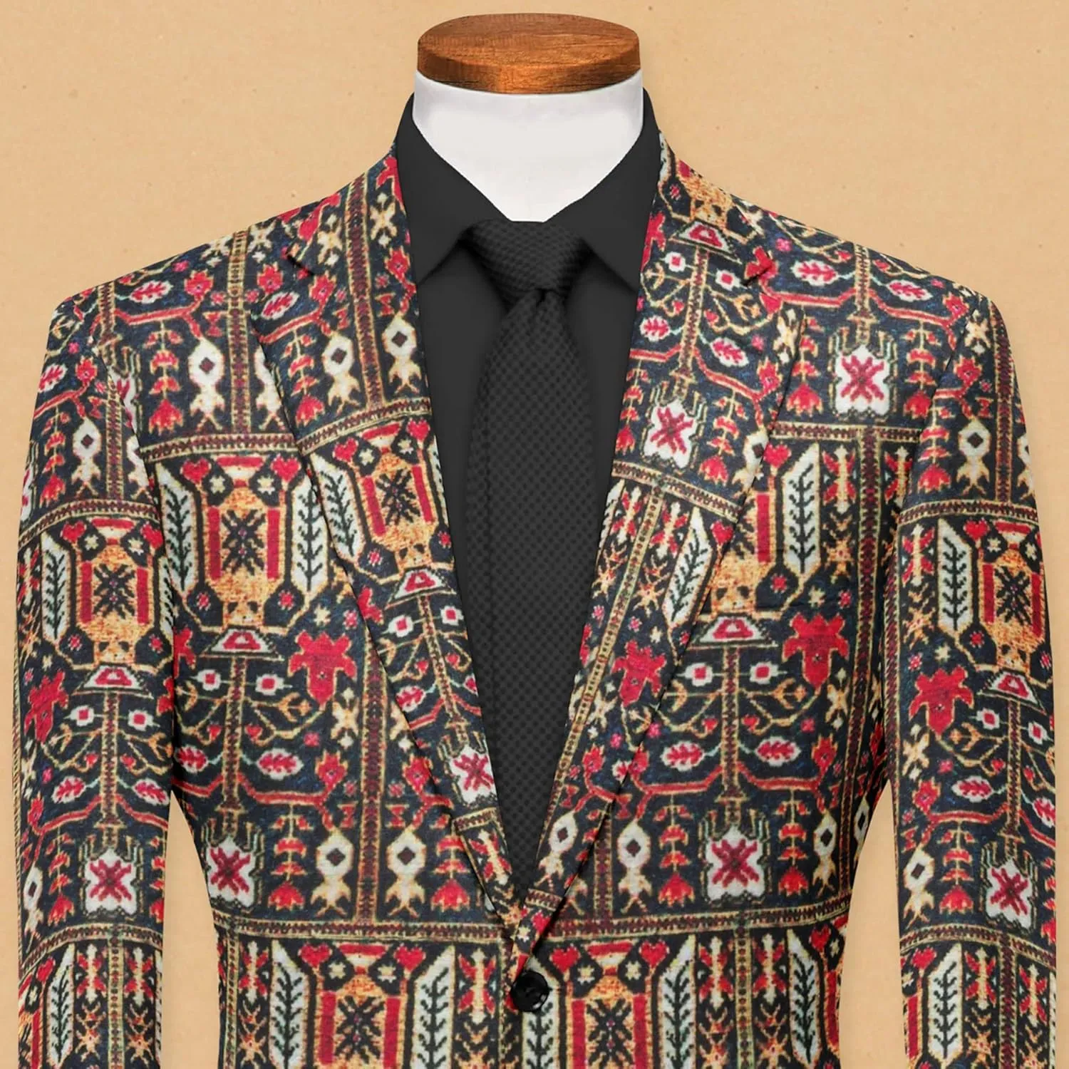 Men's Printed Blazer 2 Button Long Sleeve Regular Fit Suit Jacket Business Lightweight Casual Sport Coat