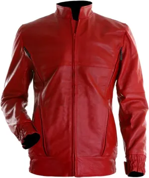 Mens Red Bomber Leather Jacket - Luke Place Beyond The Pines Ryan Gosling Leather Jacket