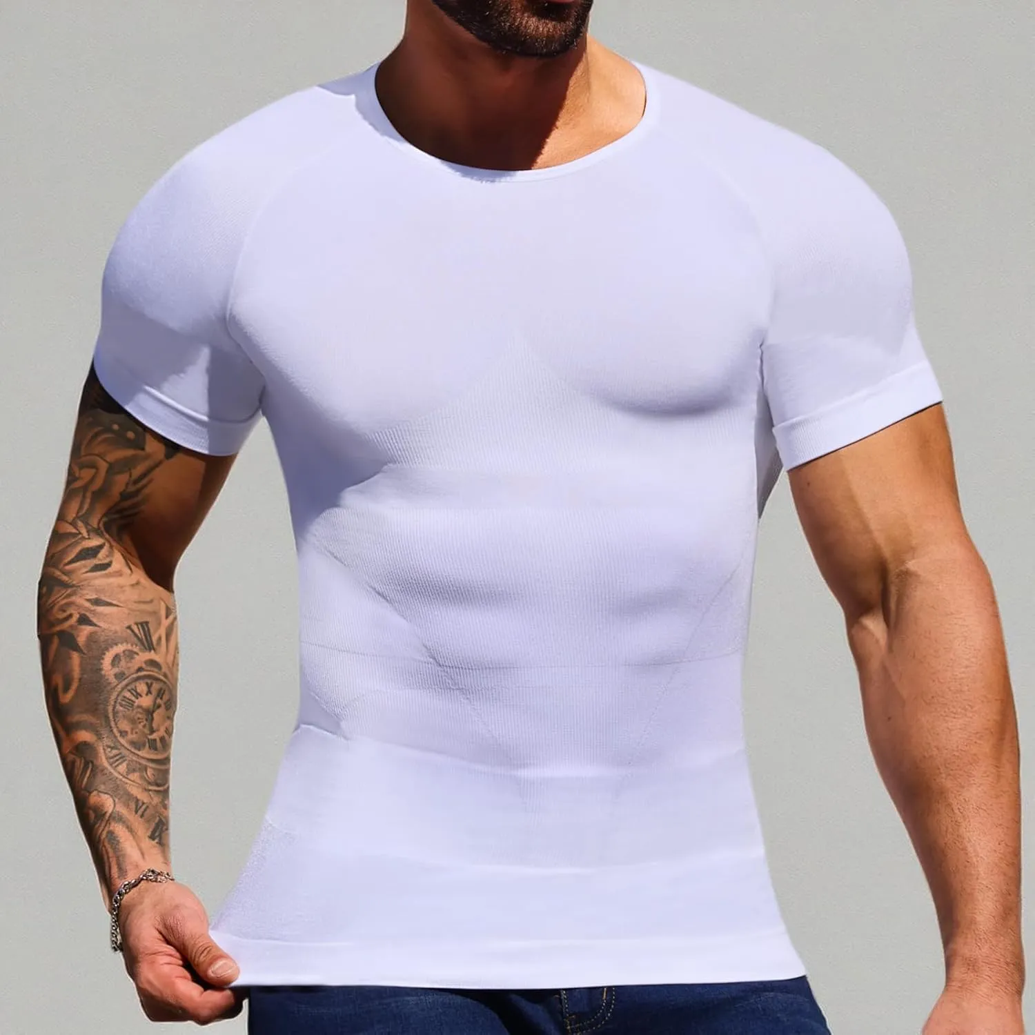 Mens Shapewear Body Shaper Slimming Mens Compression Shirt Tummy Control Undershirt Gynecomastia Abs Abdomen Tops