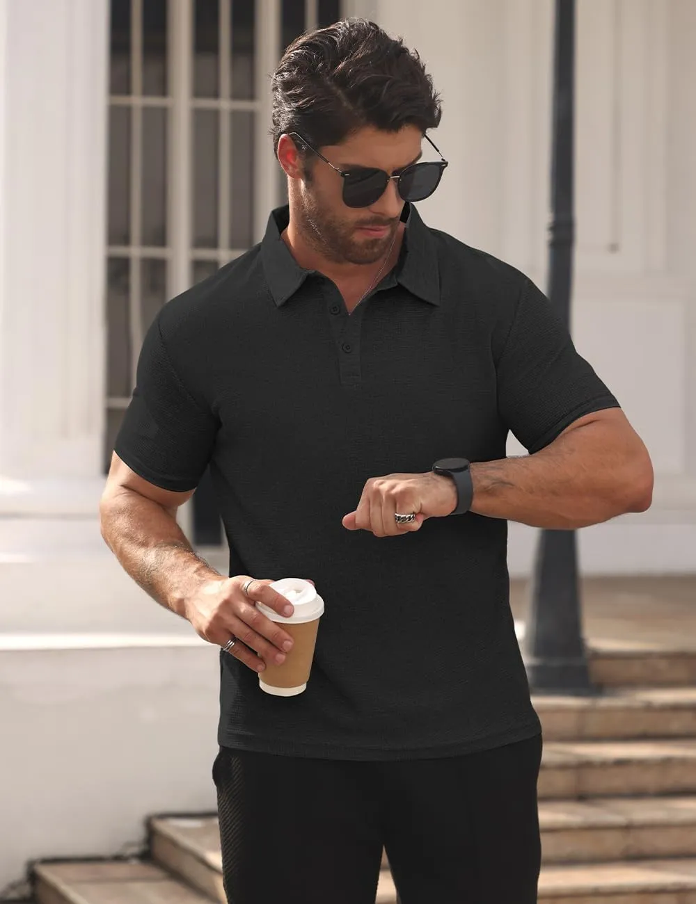 Men's Short Sleeve Breathable Quick-Dry Golf Polo Shirt - Stylish and Casual