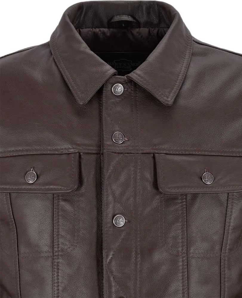 Mens Trucker Leather Jacket Vintage Genuine Lambskin Leather Jacket Men Shirt Style Man Leather Jacket