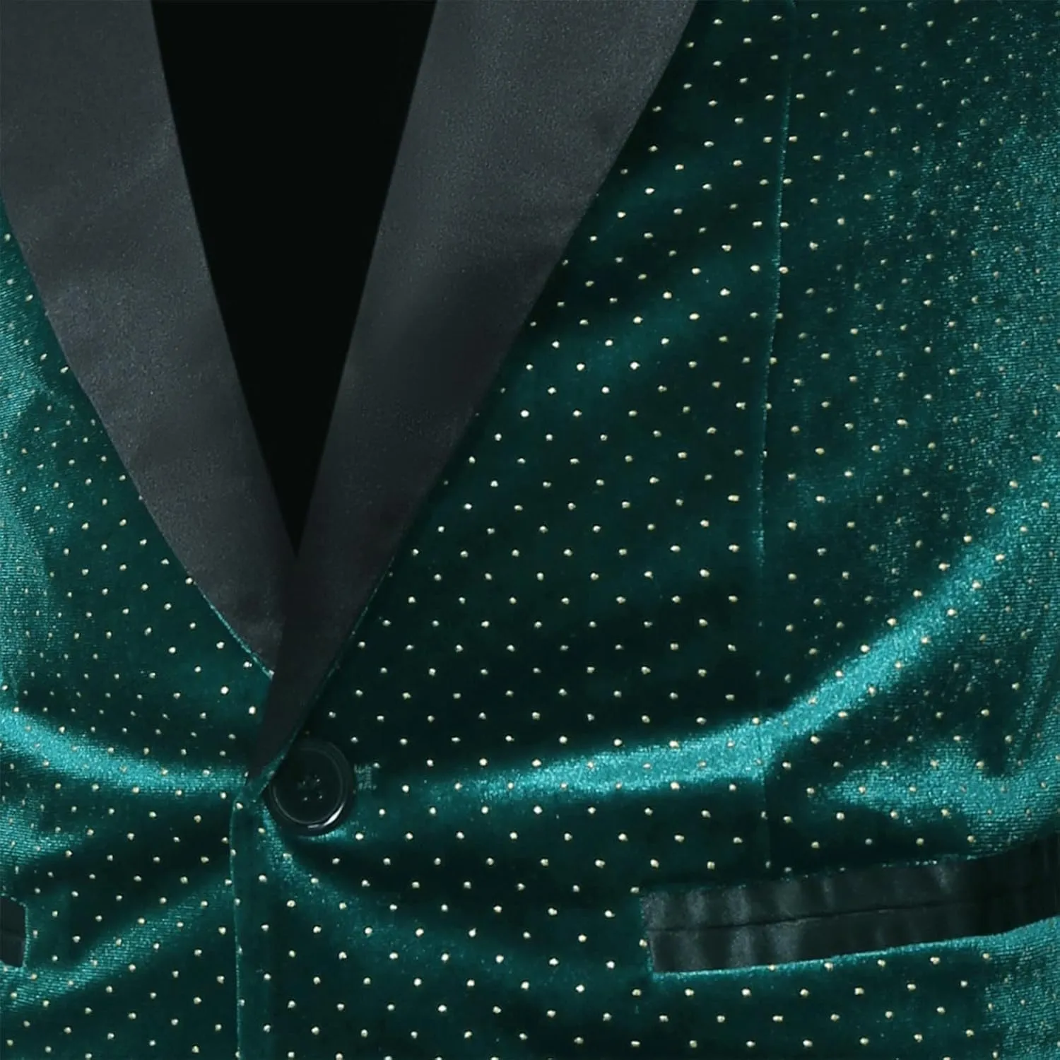 Men's Velvet Blazer Shawl Lapel One Button Suit Jacket Stylish Polka Dot Wedding Tuxedo for Dinner Prom Party Disco