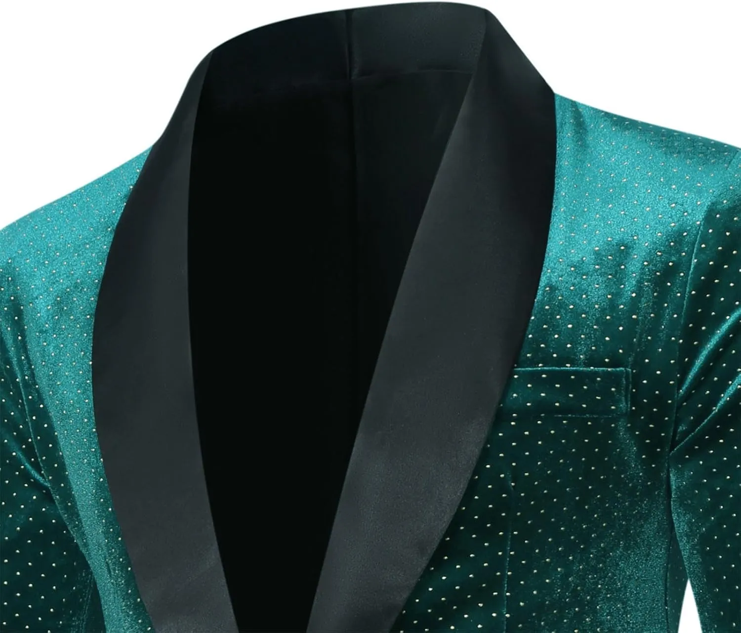 Men's Velvet Blazer Shawl Lapel One Button Suit Jacket Stylish Polka Dot Wedding Tuxedo for Dinner Prom Party Disco