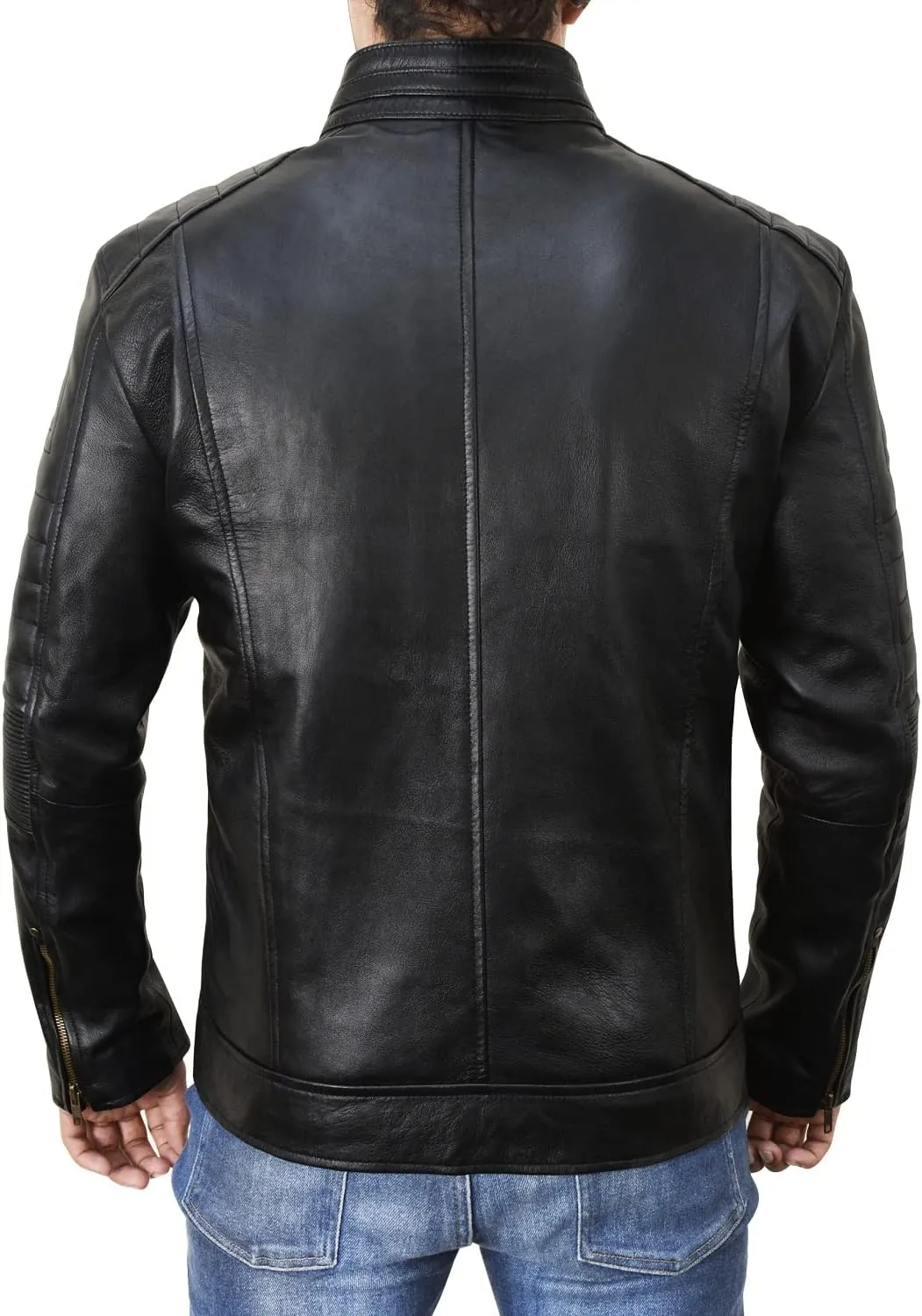Mens Vintage Motorbike Black Rider Cafe Racer Biker Leather Jacket