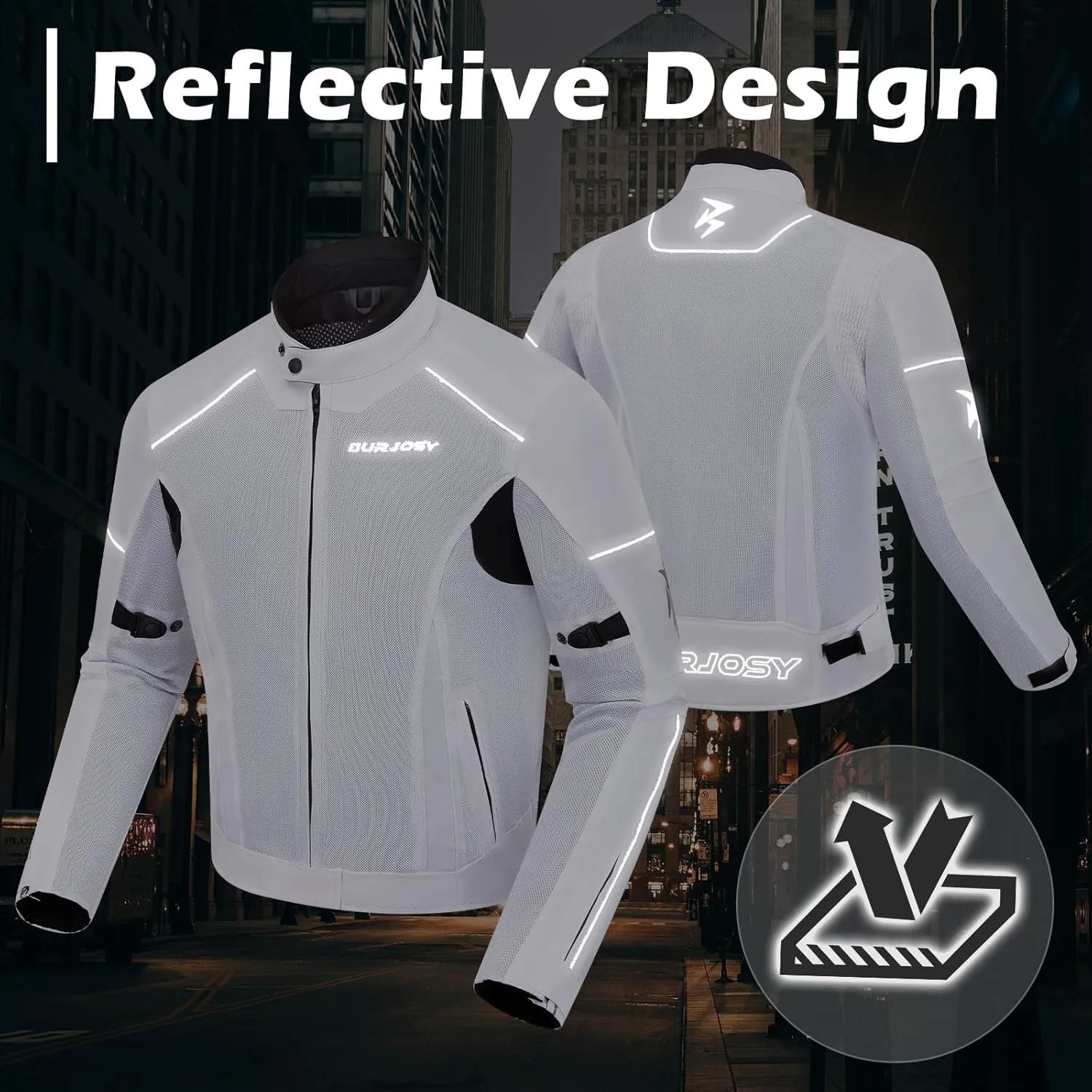 Mesh Motorcycle Jacket for Men, Summer Motorbike Biker Jacket, Reflective Lightweight Breathable Riding Jacket