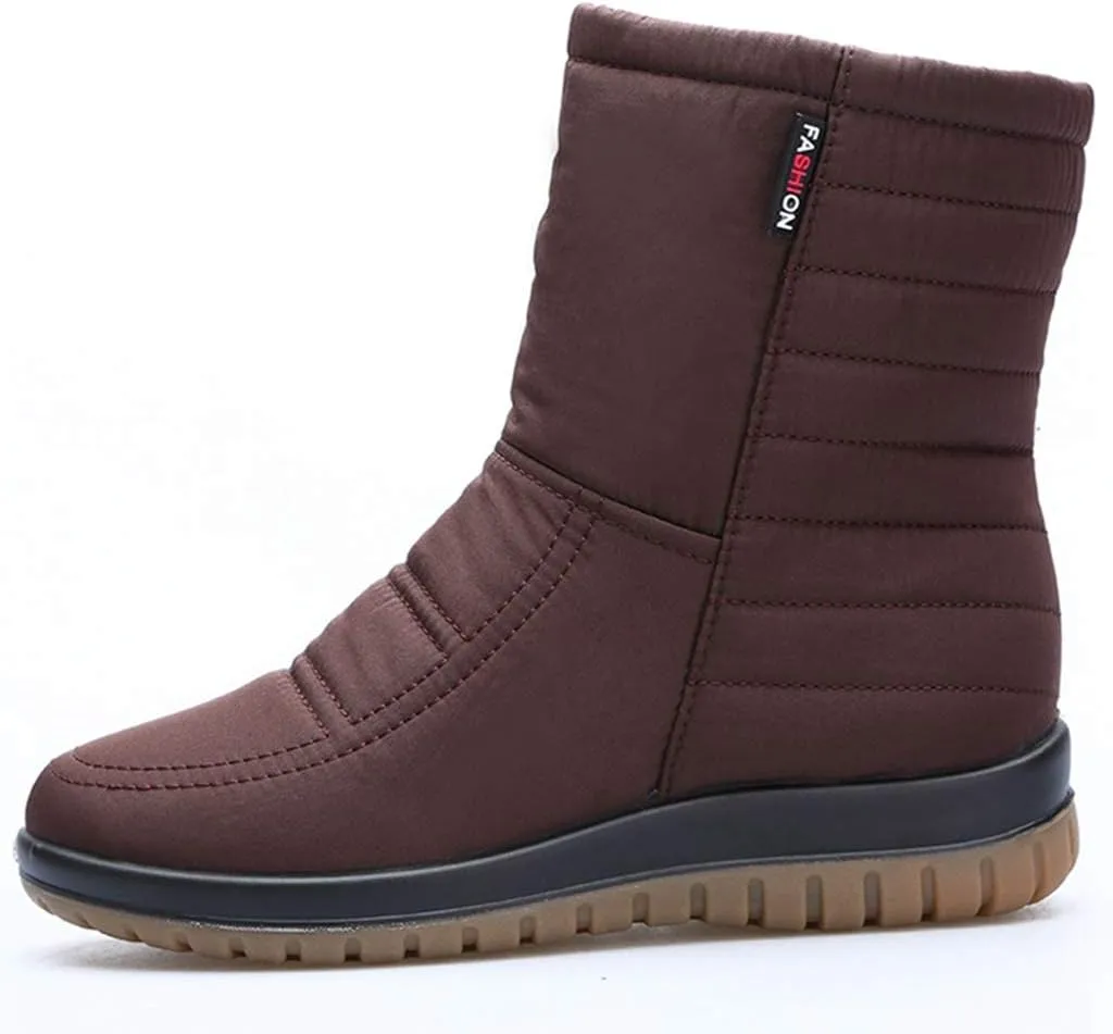 MIOKE Women's Winter Waterproof Rain Snow Ankle Booties Warm Fur Zipper Anti-slip Outdoor Snow Short Boots