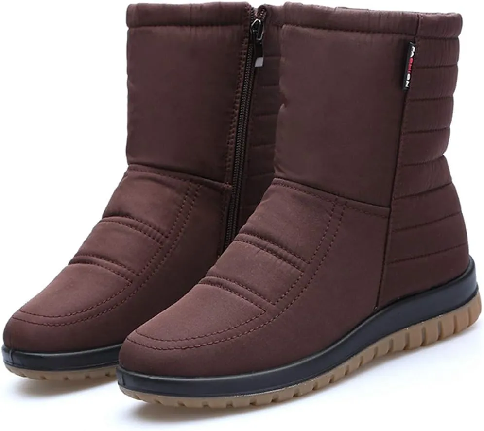 MIOKE Women's Winter Waterproof Rain Snow Ankle Booties Warm Fur Zipper Anti-slip Outdoor Snow Short Boots