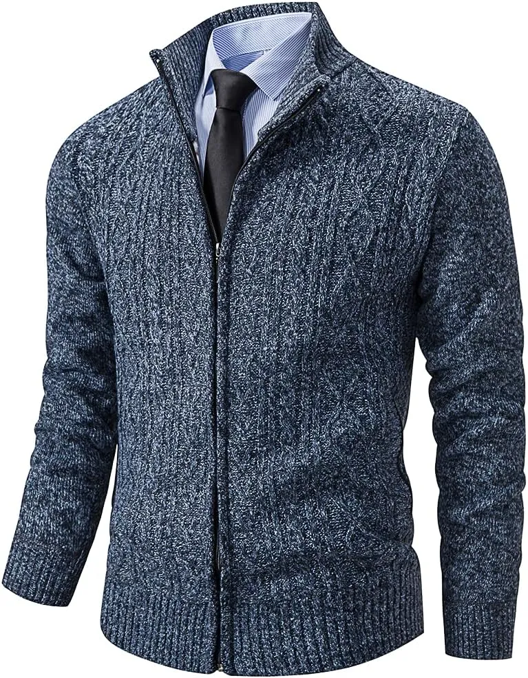 Msmsse Men's Cardigan Sweaters Full Zip Knitted Sweater for Men