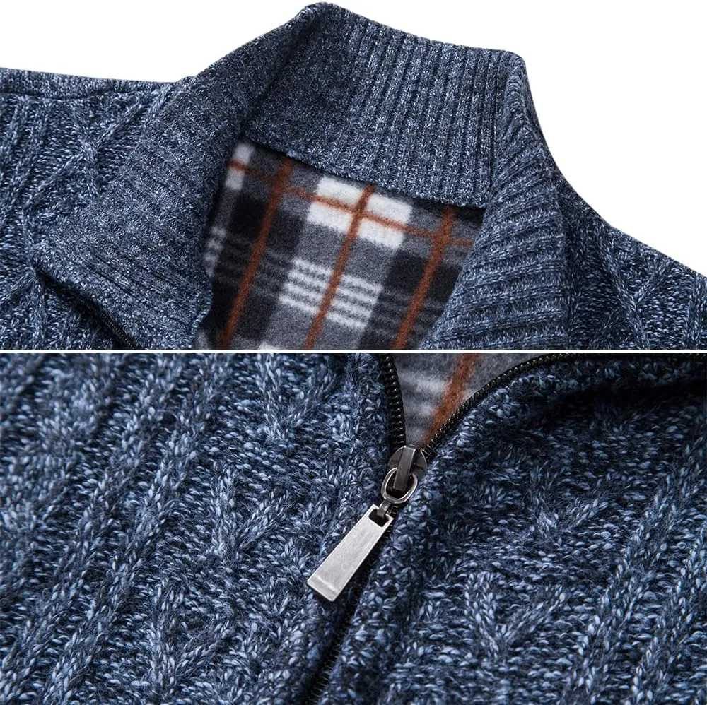 Msmsse Men's Cardigan Sweaters Full Zip Knitted Sweater for Men