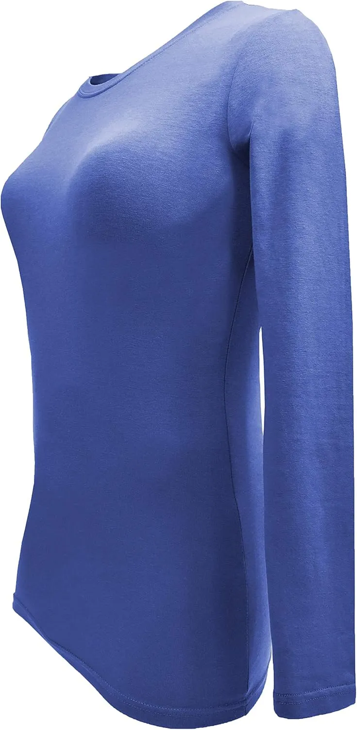 Natural Uniforms Women's Under Scrub Tee Crew Neck Long Sleeve T-Shirt-5-Pack