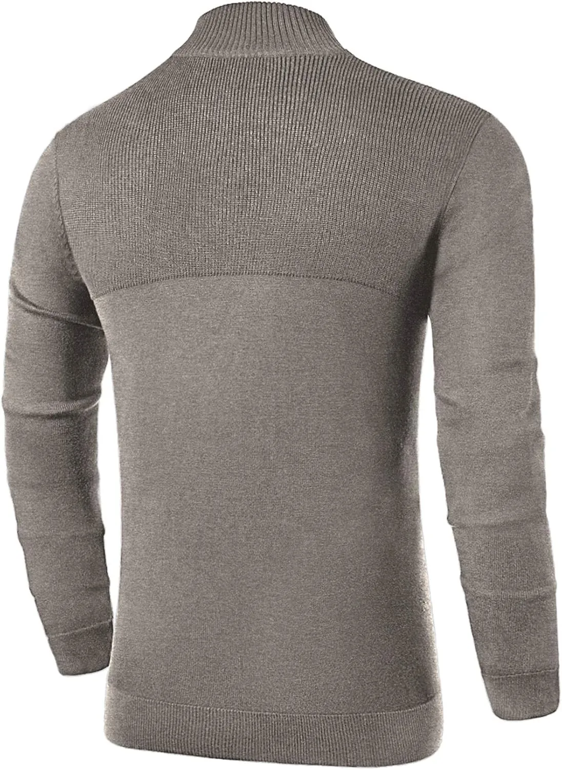 NITAGUT Mens Slim Fit Zip Up Mock Neck Polo Sweater Casual Long Sleeve Sweater and Pullover Sweaters with Ribbing Edge