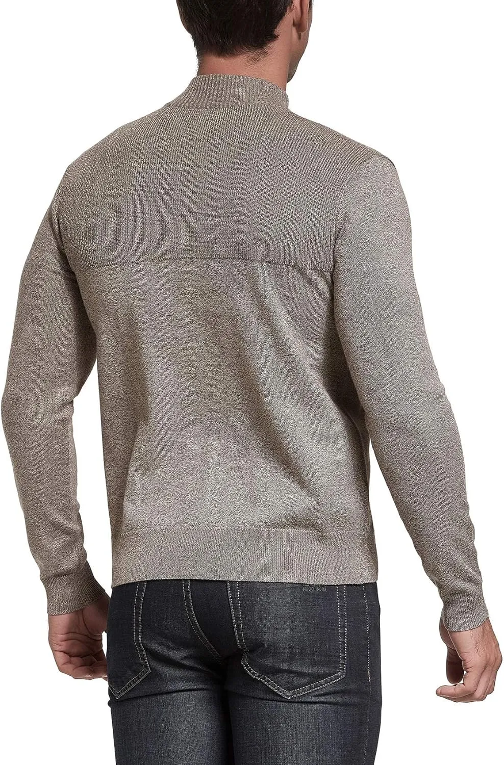 NITAGUT Mens Slim Fit Zip Up Mock Neck Polo Sweater Casual Long Sleeve Sweater and Pullover Sweaters with Ribbing Edge