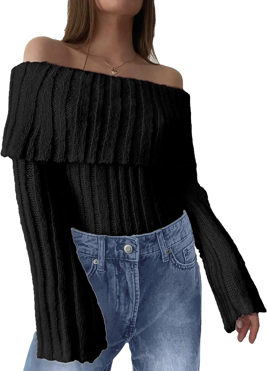 Off The Shoulder Tops for Womens Sexy Long Sleeve Tops