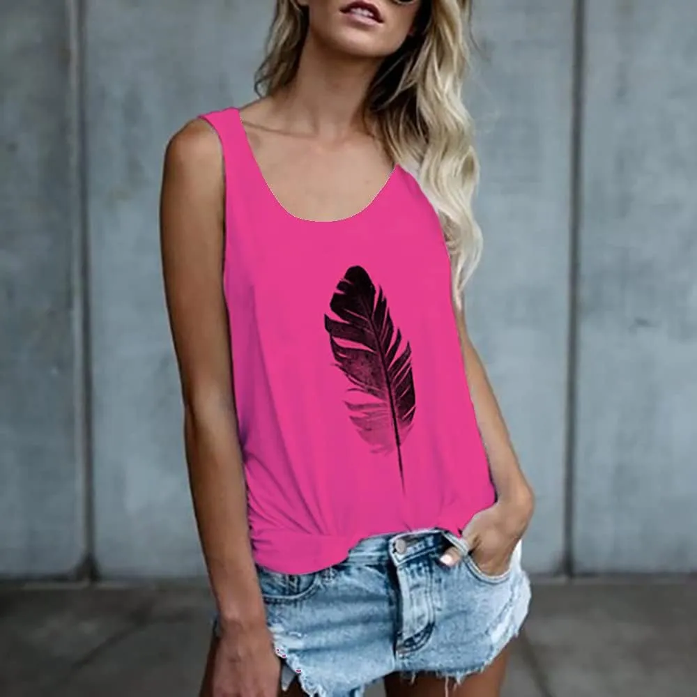 OMSJ Women Shirts Sleeveless Summer Tunic Loose Fit Tank Tops