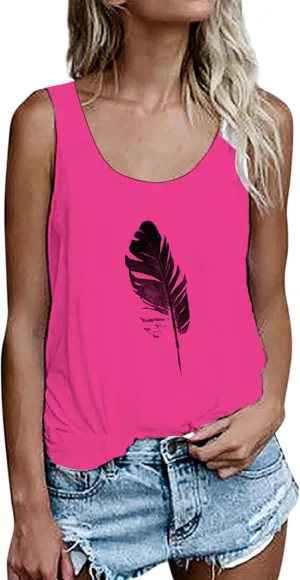 OMSJ Women Shirts Sleeveless Summer Tunic Loose Fit Tank Tops