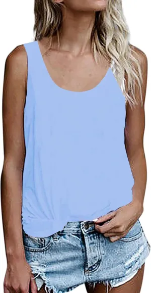 OMSJ Women Shirts Sleeveless Summer Tunic Loose Fit Tank Tops