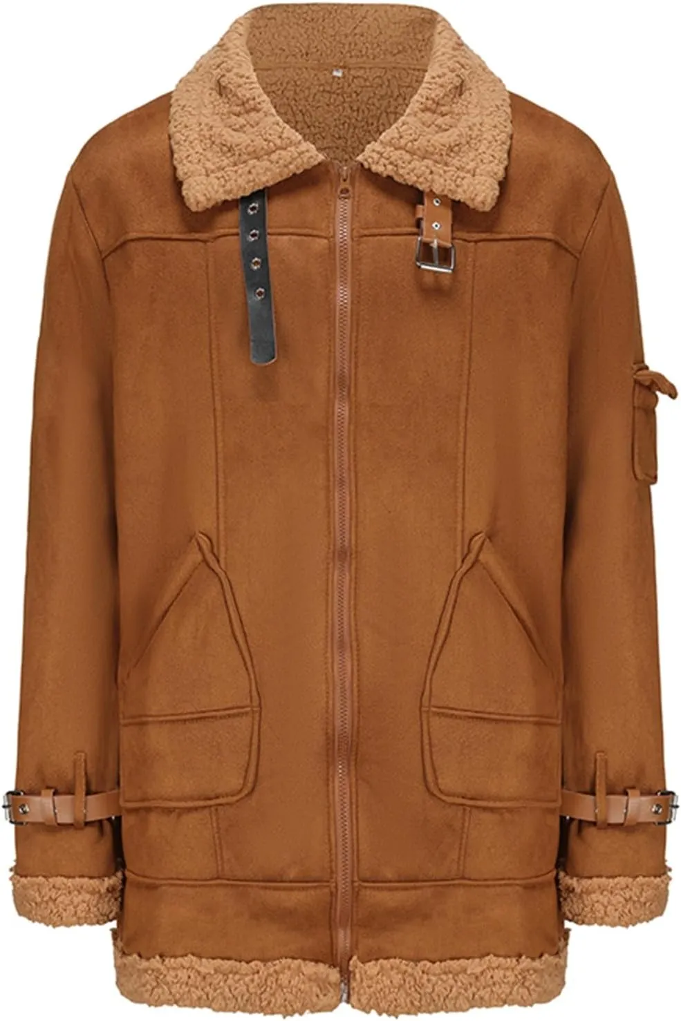 Owl's-Yard Men's Fleece Jacket Winter Turn Down Fur Collar Thick Thermal Coat Windbreaker Leather Motorcycle Bomber Jacket