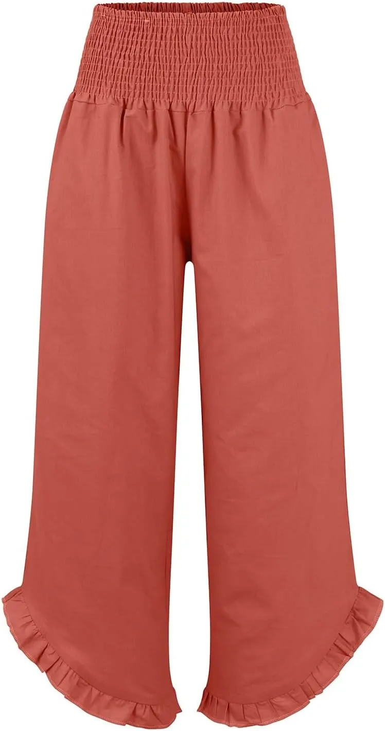 Pants for Women, Straight Leg Pants Wide High Waisted Summer Casual Baggy