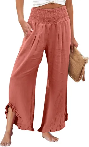 Pants for Women, Straight Leg Pants Wide High Waisted Summer Casual Baggy