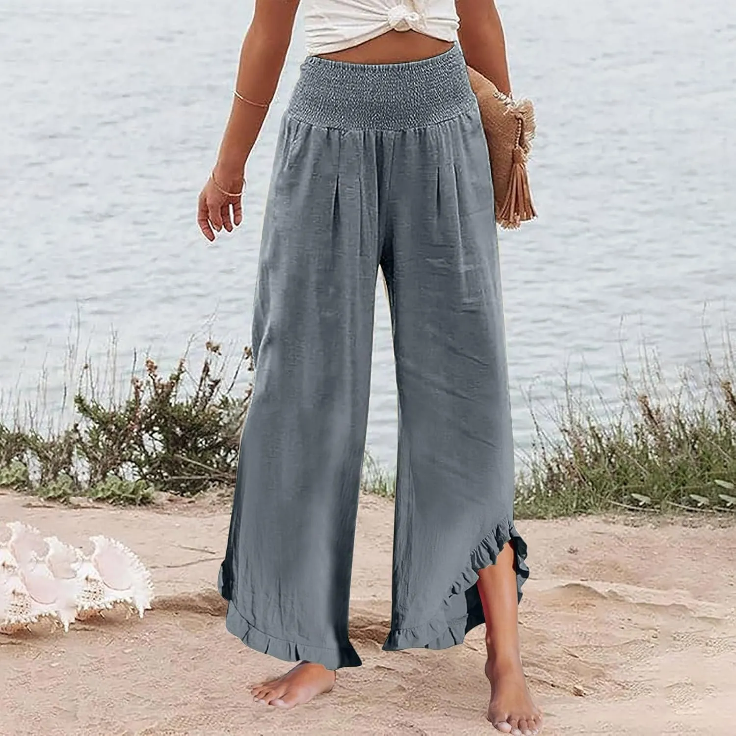 Pants for Women, Straight Leg Pants Wide High Waisted Summer Casual Baggy