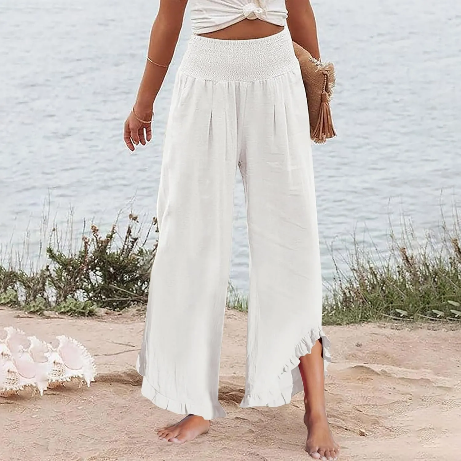 Pants for Women, Straight Leg Pants Wide High Waisted Summer Casual Baggy