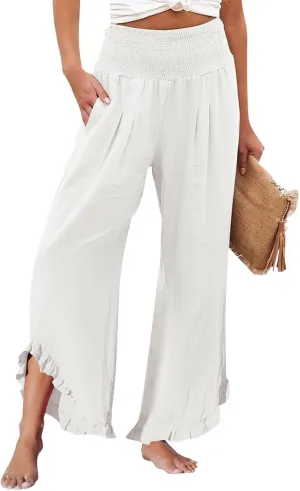 Pants for Women, Straight Leg Pants Wide High Waisted Summer Casual Baggy