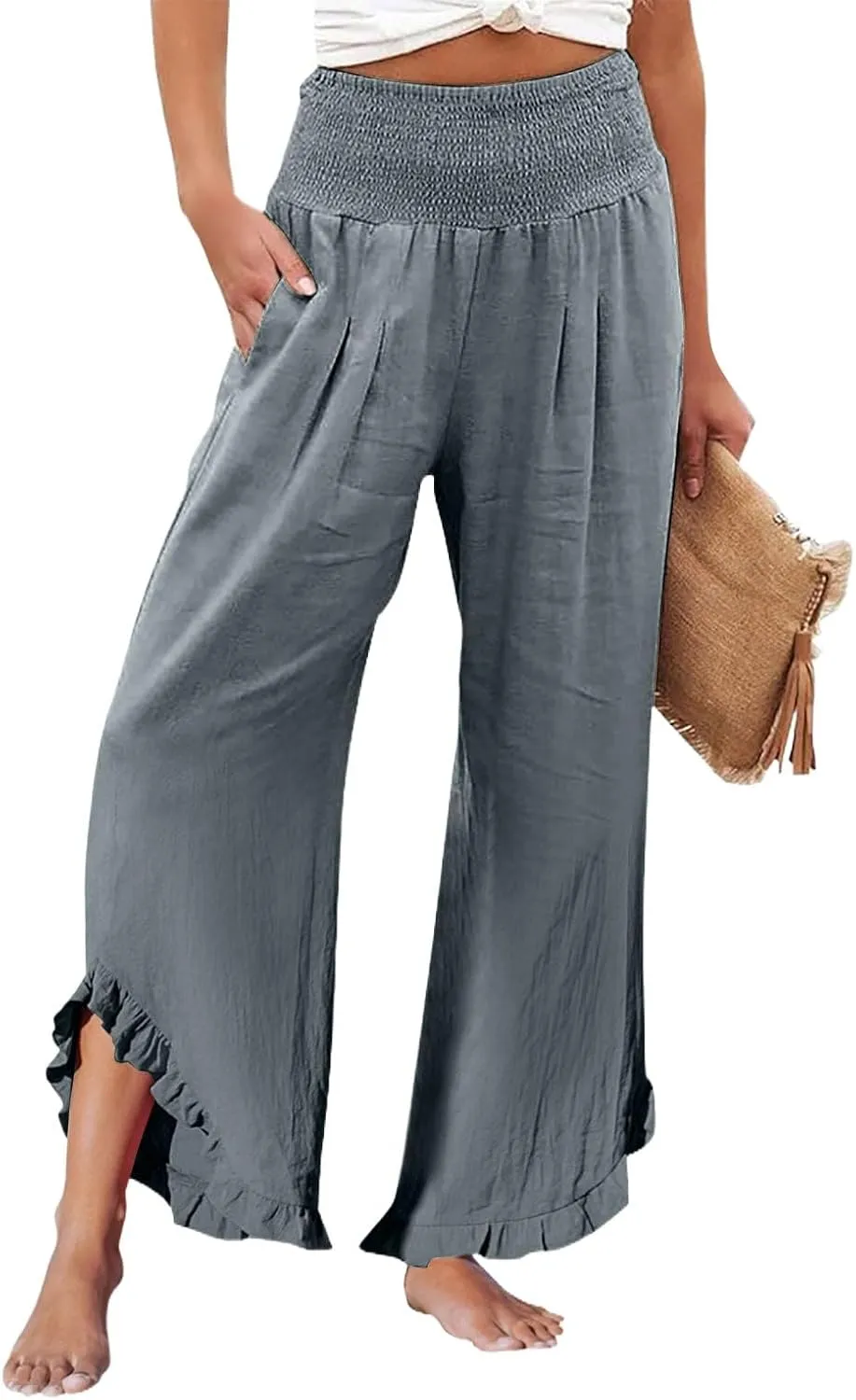 Pants for Women, Straight Leg Pants Wide High Waisted Summer Casual Baggy