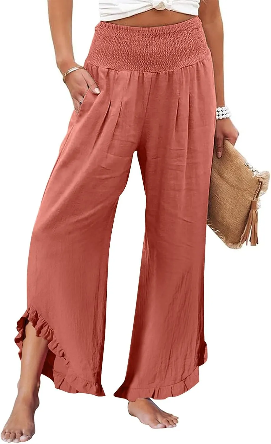 Pants for Women, Straight Leg Pants Wide High Waisted Summer Casual Baggy