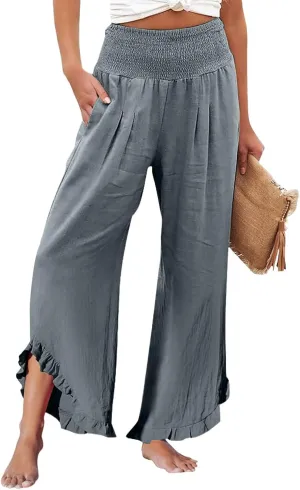 Pants for Women, Straight Leg Pants Wide High Waisted Summer Casual Baggy