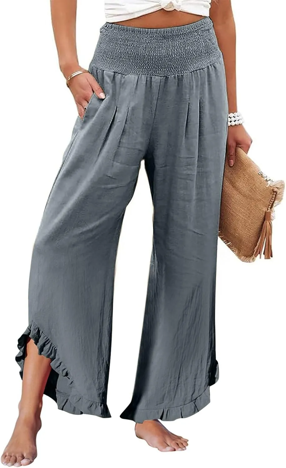 Pants for Women, Straight Leg Pants Wide High Waisted Summer Casual Baggy