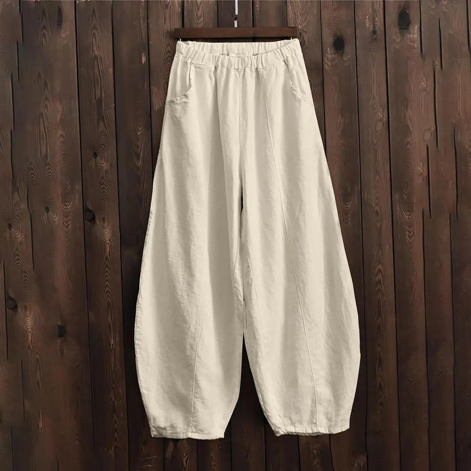 Petite Linen Pants for Women Summer Palazzo Wide Leg Linen Pant Loose Flowy Trousers