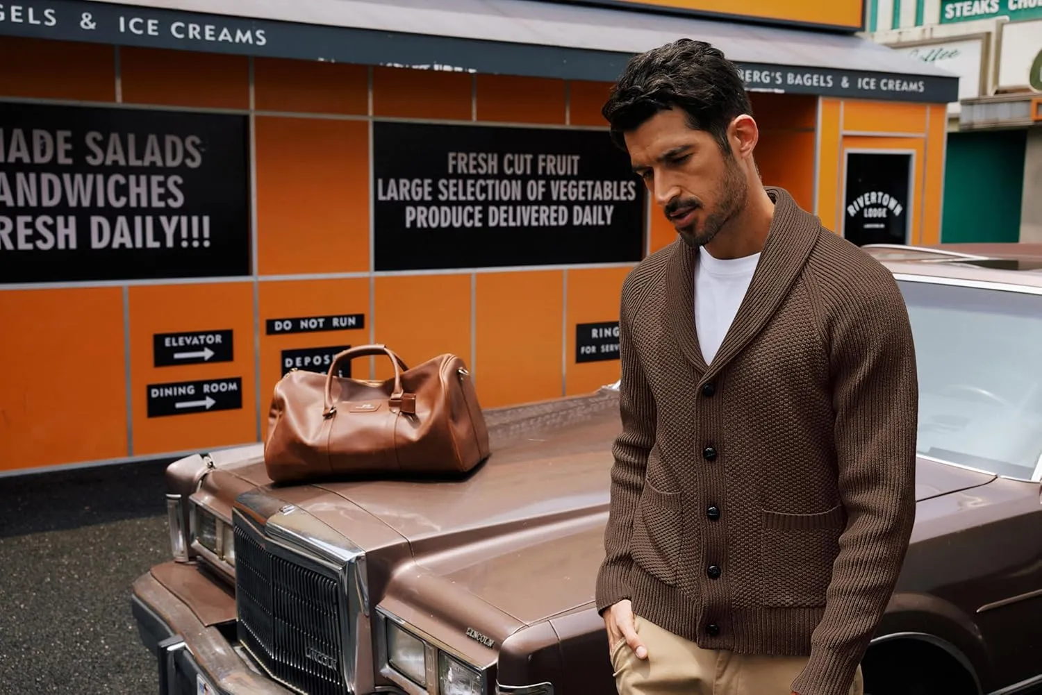 PJ PAUL JONES Mens Shawl Collar Cardigan Sweaters Knit Textured Sweater Button Down Cardigans