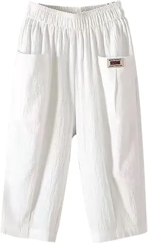 Plus Size Linen Pants for Women Cropped Pants Cotton High Waisted Trousers Loose Travel Vacation Lounge Trousers
