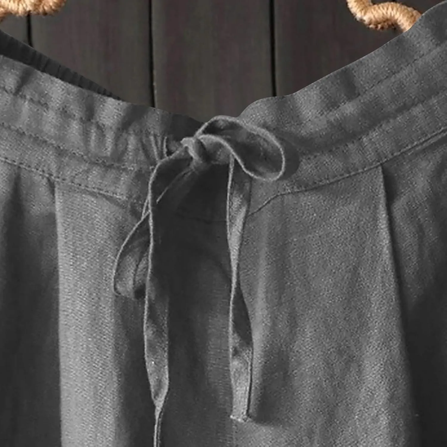 Plus Size Linen Pants for Women Wide Leg High Waist Cotton Linen Trousers, Breathable Wrinkle-Free Beach Vacation Wear