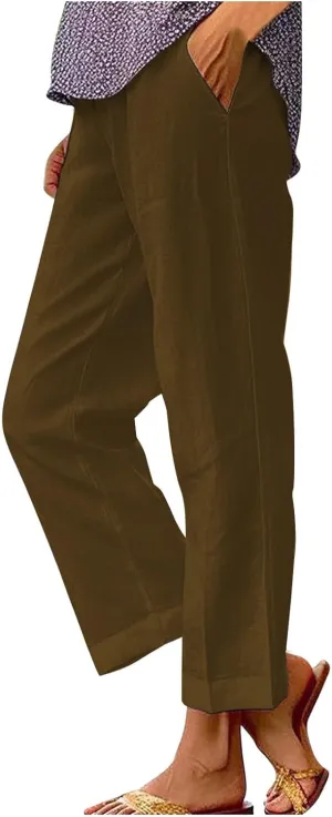 Plus Size Linen Pants Spring Curvy Pants for Women Casual Womens Lightweight Pants for Summer
