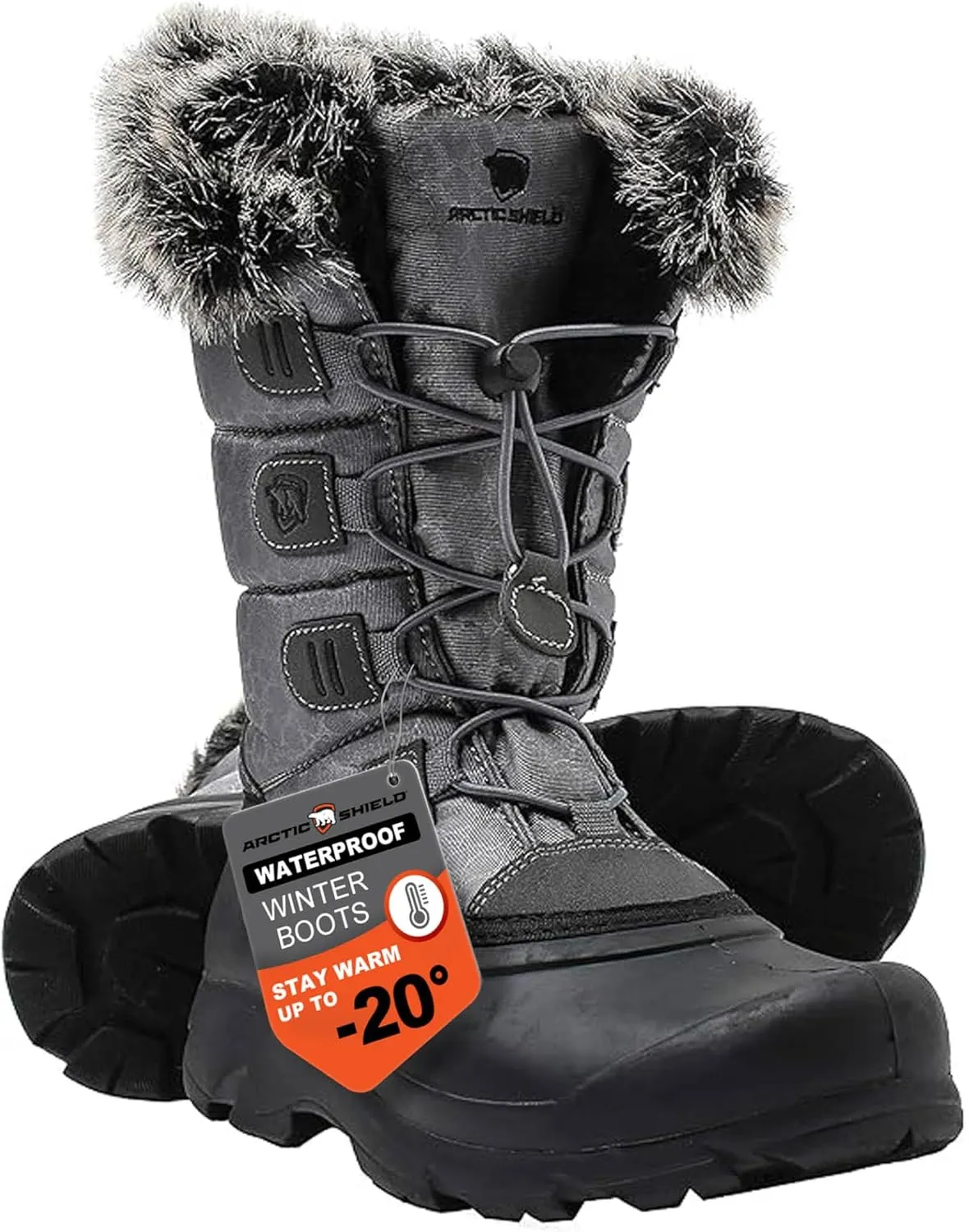 Polar Fur Accented Womens Winter Boots for Women with Heat Retain Technology - Warm Waterproof Insulated Snow Boots Rated to -20 F