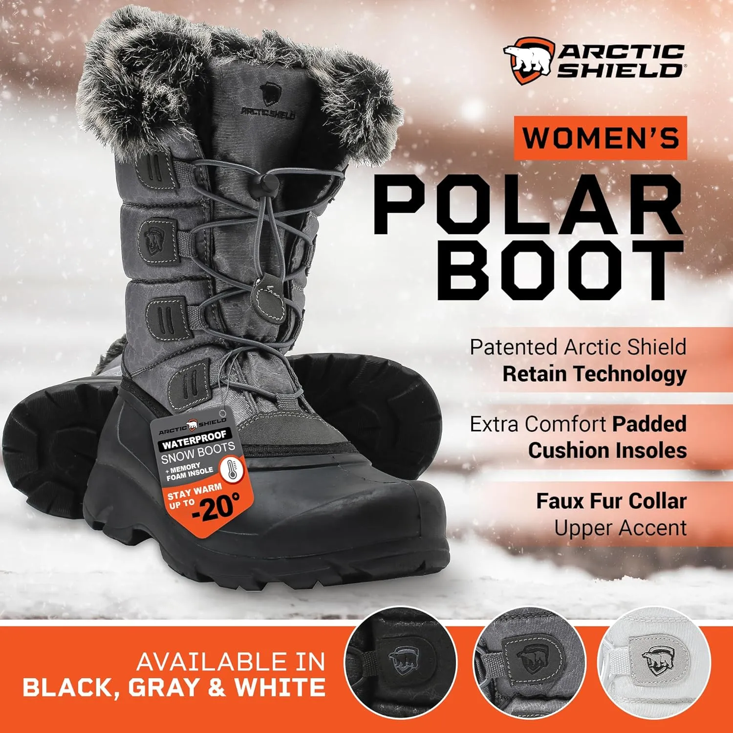 Polar Fur Accented Womens Winter Boots for Women with Heat Retain Technology - Warm Waterproof Insulated Snow Boots Rated to -20 F