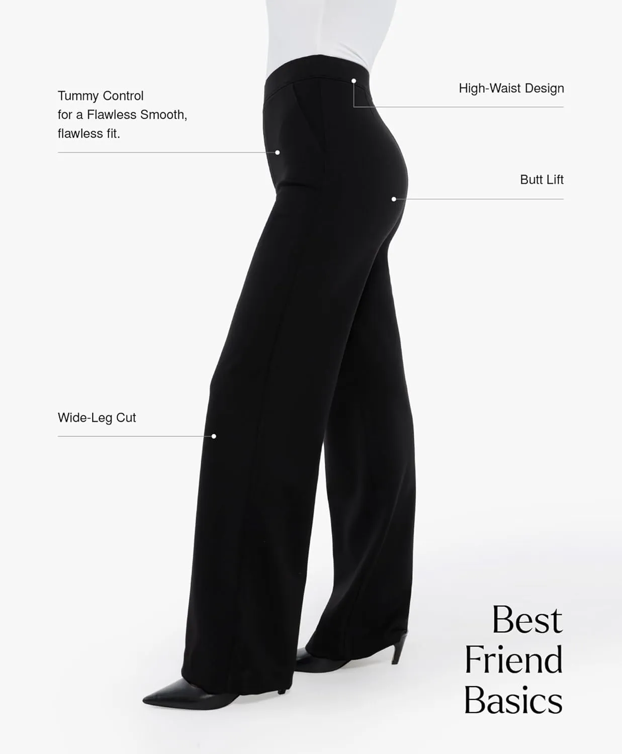 Popilush Wide Leg Pants Woman - High Waisted Dress Pants Work Office Trousers with Pockets Business Casual Outfits for Women