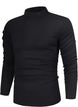 Poriff Men's Casual Mock Neck Tops Long Sleeve Slim Fit Turtleneck Pullover Sweaters